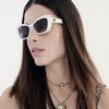 New  Big Frame Cat Eye Sunglasses Women For Female Luxury Brand Designer Vintage Sunglasses Popular Rivet Flower Shades Uv400
