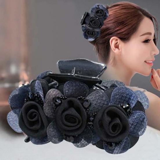 Rutschfeste Kreuzung Zähne Frauen Haar Klaue Blume Perlen Dekor Schleife Bad Haar Klaue Styling Werkzeug