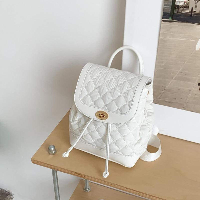 Car Line Rhombus Kleiner Rucksack Damen Design Sinn Nische Spleißen Leder Überschlag Pendler Schultasche Damen Rucksack