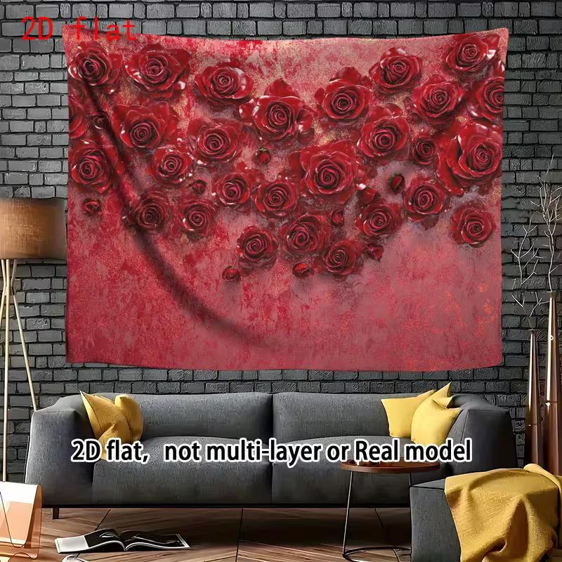 2D Romantic Red Rose Wall Wedding & Valentine's Day Photo Background Banner