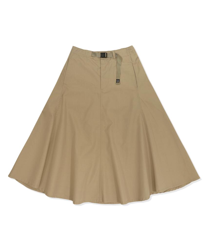 MIDNIGHT12AM Flare Belted Skirt - Beige
