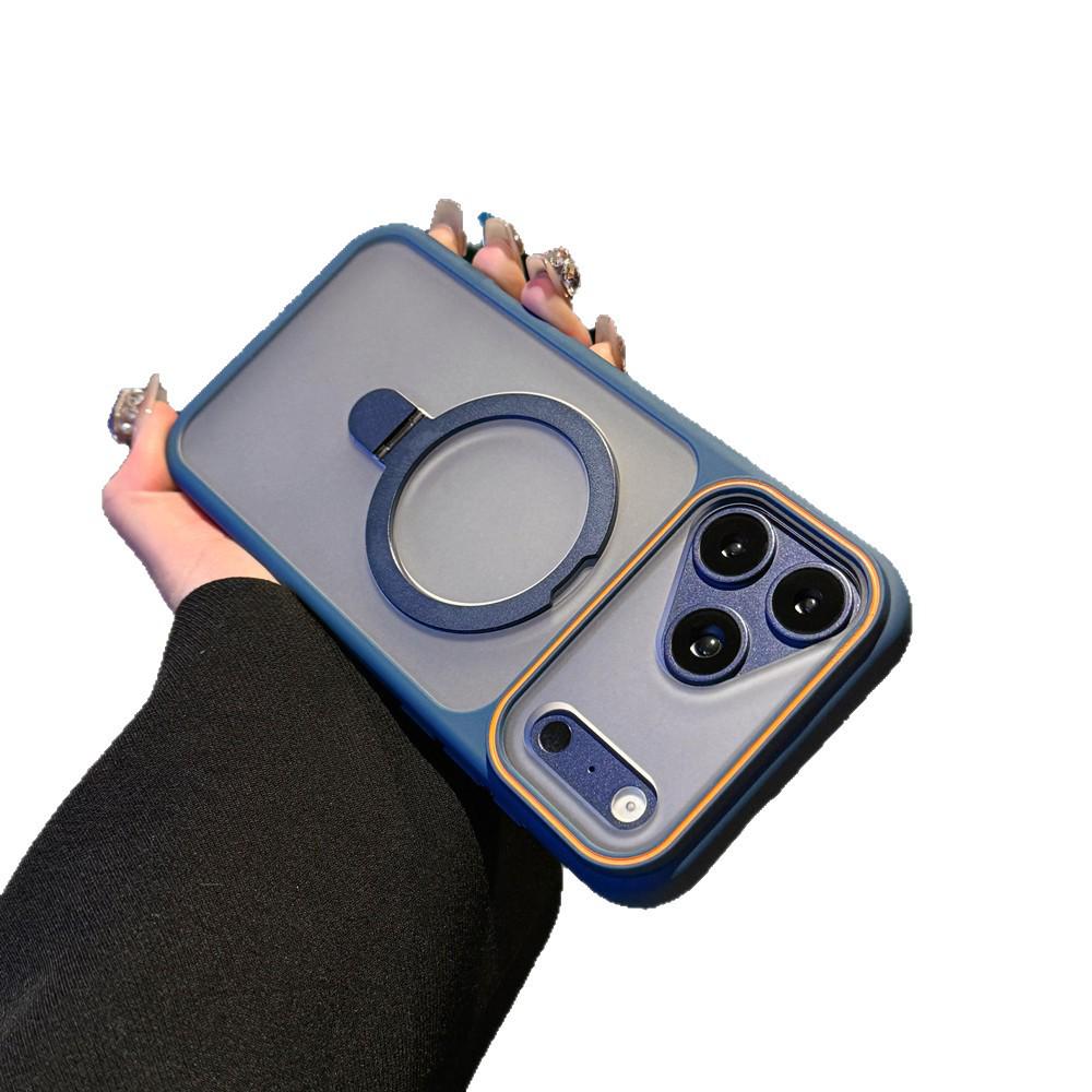 Compatible iPhone 17 Pro Max Semi-Transparent Frosted Metal Magnetic Stand Skin-Feel Protective Case
