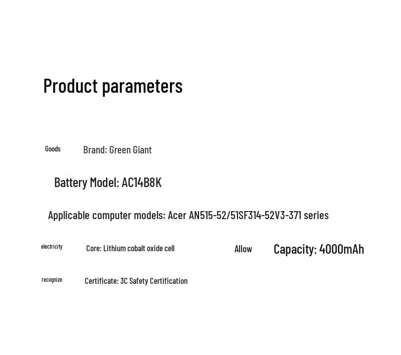 Green Giant Replacement Battery for Acer Laptops