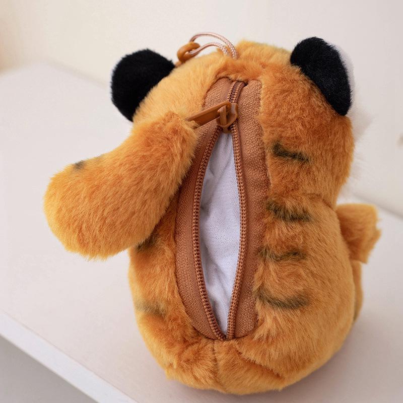 Tiger & Raccoon Plush Snap Band Bracelet - Cute Kids' Zoo Animal Wrist Accessory with Small Pendant