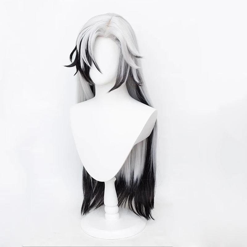 Boothill Cosplay Wig Anime HSR Boothill Silver White Black Mixed Long Heat Resistant Synthetic Hair Anime Wigs + Wig Cap