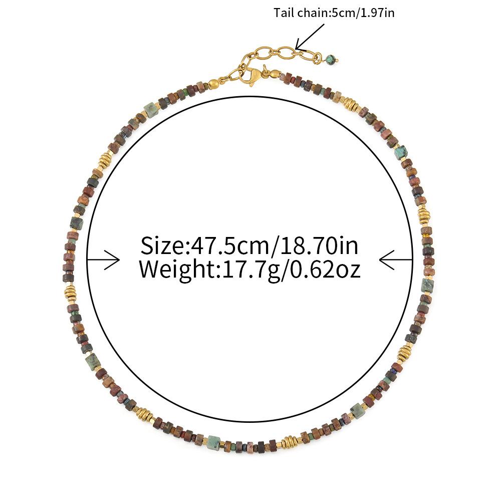 GEMCHIC Women s Zen Style Vintage Natural Stone Beaded Necklace Asymmetric Bohemian Retro Beads Choker