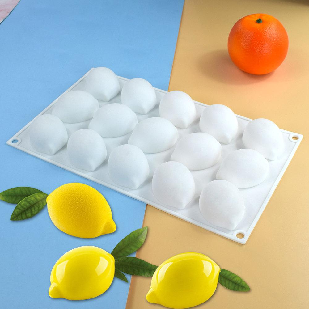 15-Cavity Lemon Silicone Mold - Football Shape for Mousse Cake Ice Cream Jelly Chocolate Fondant DIY