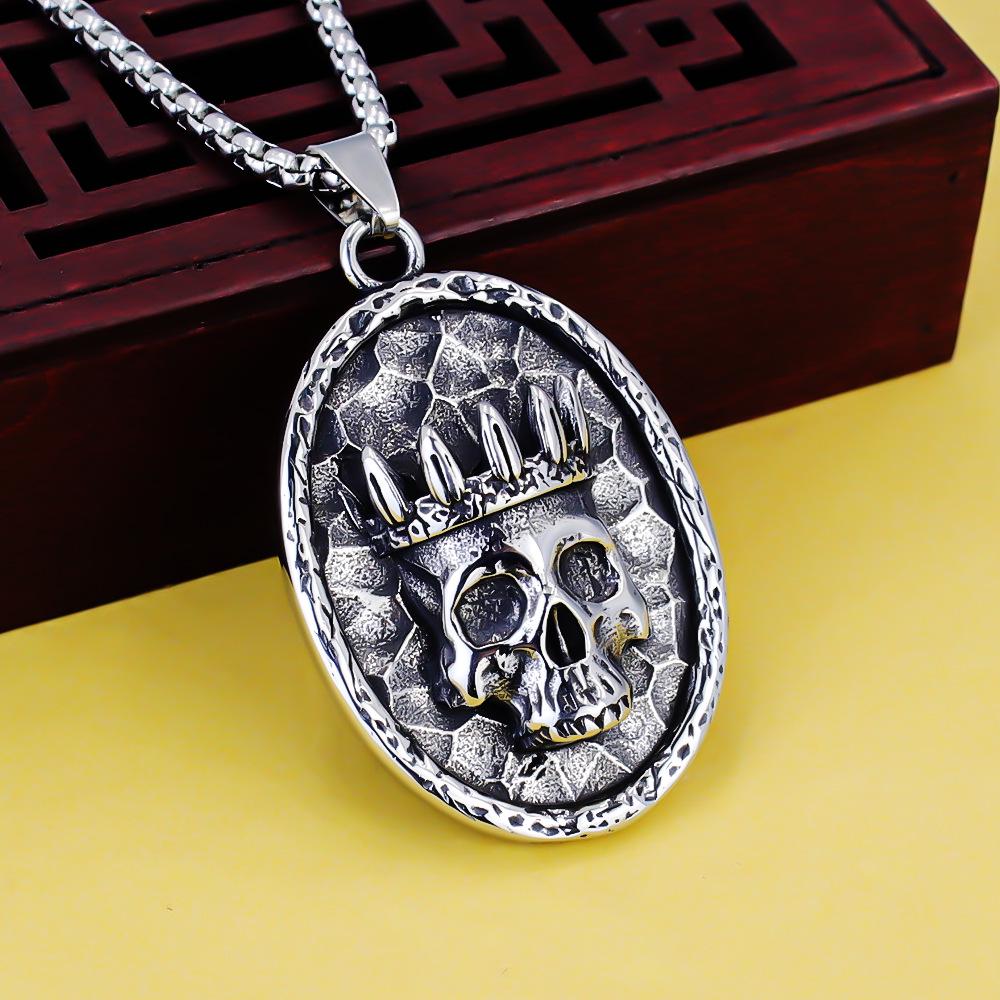 Odin Viking Helmet Titanium Steel Pendant Nordic Pirate Men's Necklace