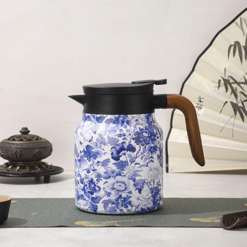 Stainless Steel Tea Pot with Wood Grain Pattern
