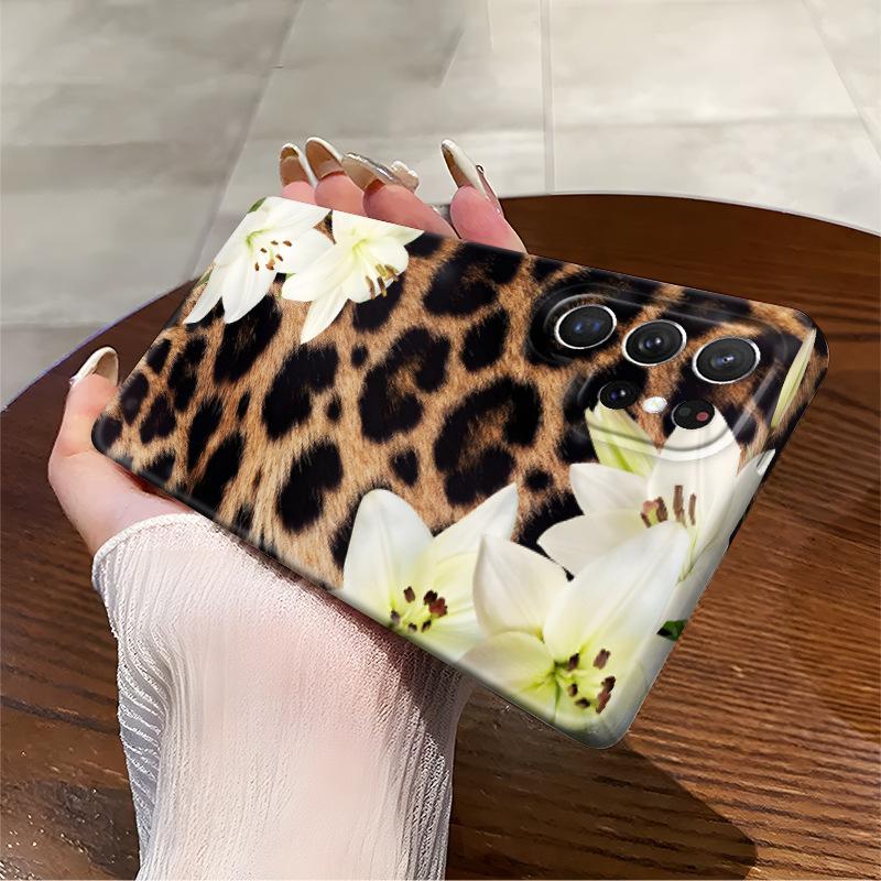 Popular Leopard Print Lily GalaxyS23plus Mobile Phone Case Personalized Samsung S25ultra Protective Case