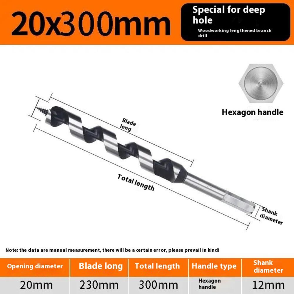 20 X 300mm Deep Hole Extended Auger Drill Bit Woodworking Hex Shank Bit for Electric Drill/Bench Drill