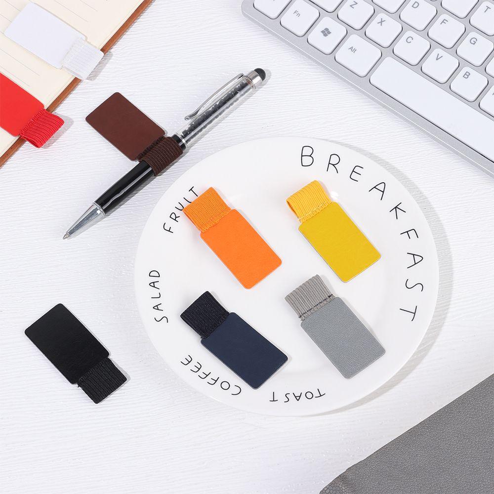 Multicolor Self-adhesive Pen Clips Elastic Loop Leather Pencil Holder Organizer Office Stationery Lightweight Notebook Accessories