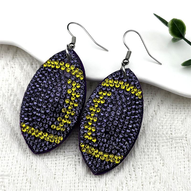 Rugby American Football Balls Dangle Earrings for Women Men Crystal Black Color Sports Style Earrings Jewelry joyeriaZZZ1063
