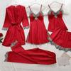 European & American Women's Sexy Lace Pajamas, Plus Size, 4-Piece Set - Homewear & Lingerie
