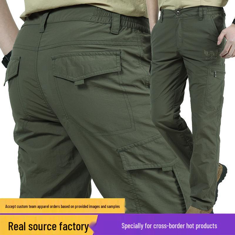 Men's Quick-Drying Waterproof Cargo Pants - Loose Fit, Multi-Pocket, Plus Size, for Hiking and Outdoor Activities