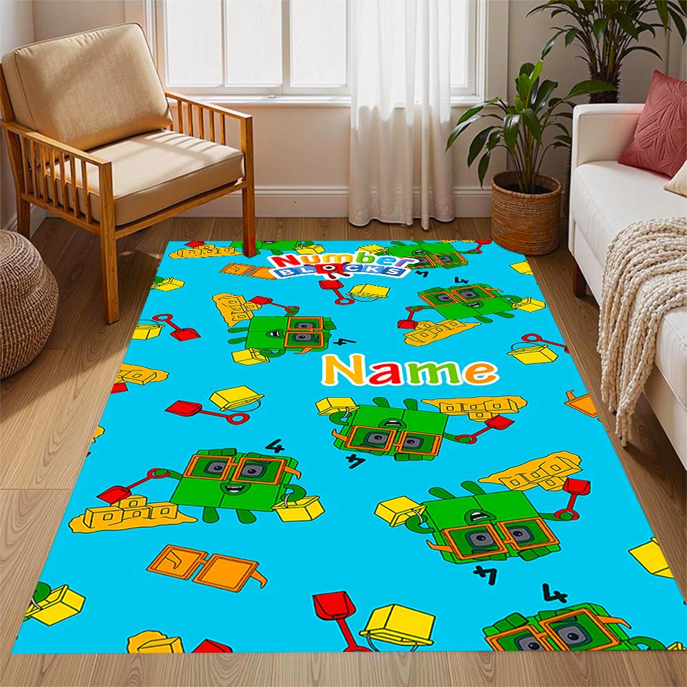 Tappeto da pavimento con blocchi numerici Inverno Divertente Nome Personalizzabile Tappeto per Ufficio Design per Stanze dei Giochi Camere da Letto Ingresso Tappeto Antiscivolo per Esterni Ufficio Arredamento per la Casa
