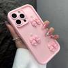 Cute 3D Bow Pearl Phone Case for iPhone 15 14 13 Pro Max Pink Shockproof Cover