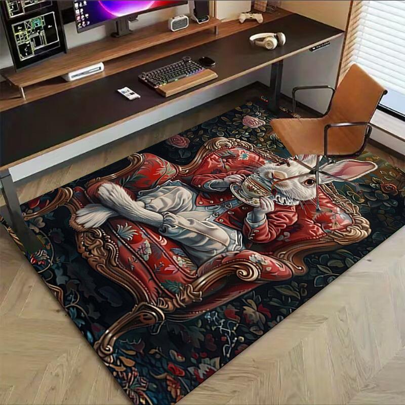 1PC Rabbit, Tea Extra Large Non Slip Floor Carpet, Office, Family, Studio   Large Area Rug Indoor Rugs, Bold Statement Piece