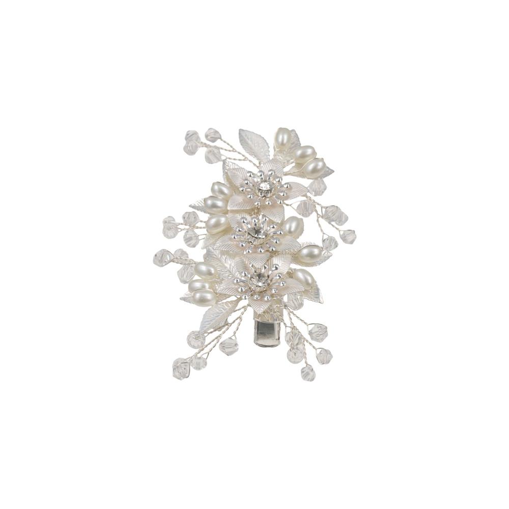 

Crystal Floral Pearl Hair Clip Handmade Duck Bill Clip Simple Bridal Headpiece Girl style 2