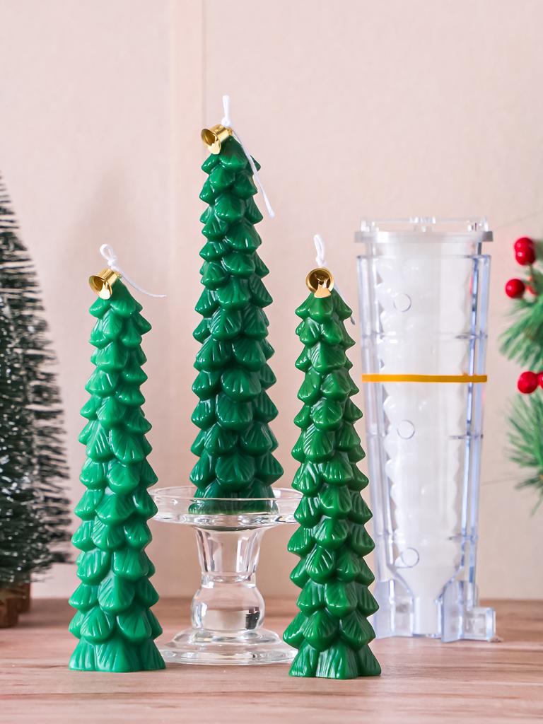 Large Long 23cm Christmas Tree Acrylic Silicone Candle Mold DIY Scented Candle Making Supplies Cedar Craft Mould Holiday Decor