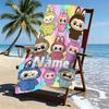 Custom Name Personalized Labubu Print Beach Towel, for Trip Camping Beach Party Home Decor, Birthday Gift for Family & Friends