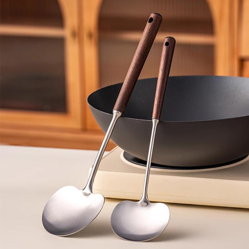 Stainless Steel Spatula, Kitchen Utensil, Cooking shovel with Walnut Handle - Turner, Cookware