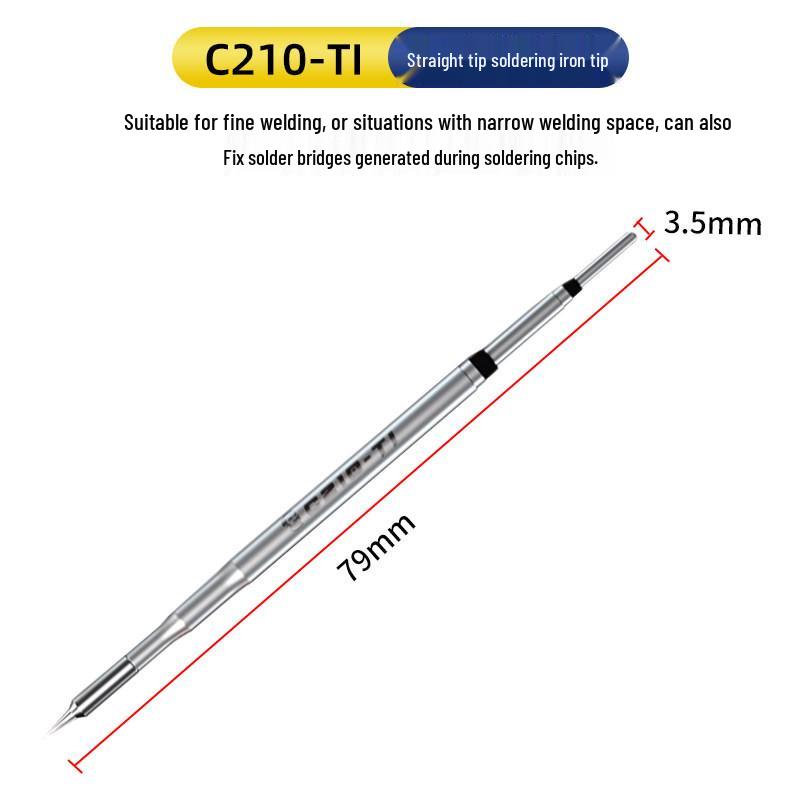Repairman 210 Soldering Iron Tip - Universal Domestic Head for Sugon T26, C210 Heating Core, Straight Point & Bent Blade.
