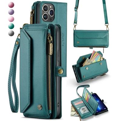 Crossbody Geldbörse Handyhülle für iPhone 16 15 14 13 12 11 Pro Max Mini X XS XR 7 8 Plus Kartenfach Halter Umhängeband Lederhülle