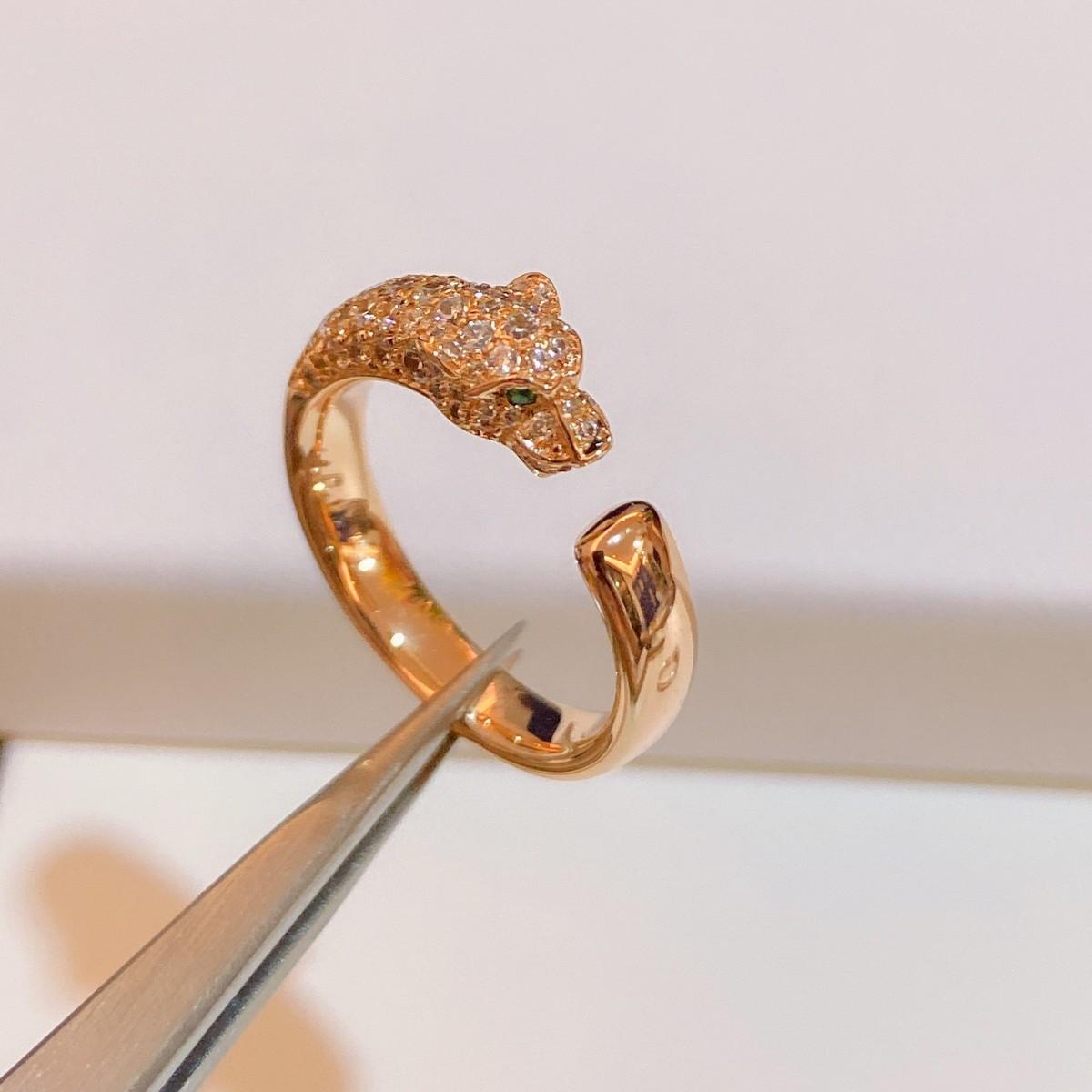 

Кольцо Леопард с полубриллиантами 18К Розовое золото Открывающееся Мужское и Женское Кольцо Нишевый Дизайн No. 8