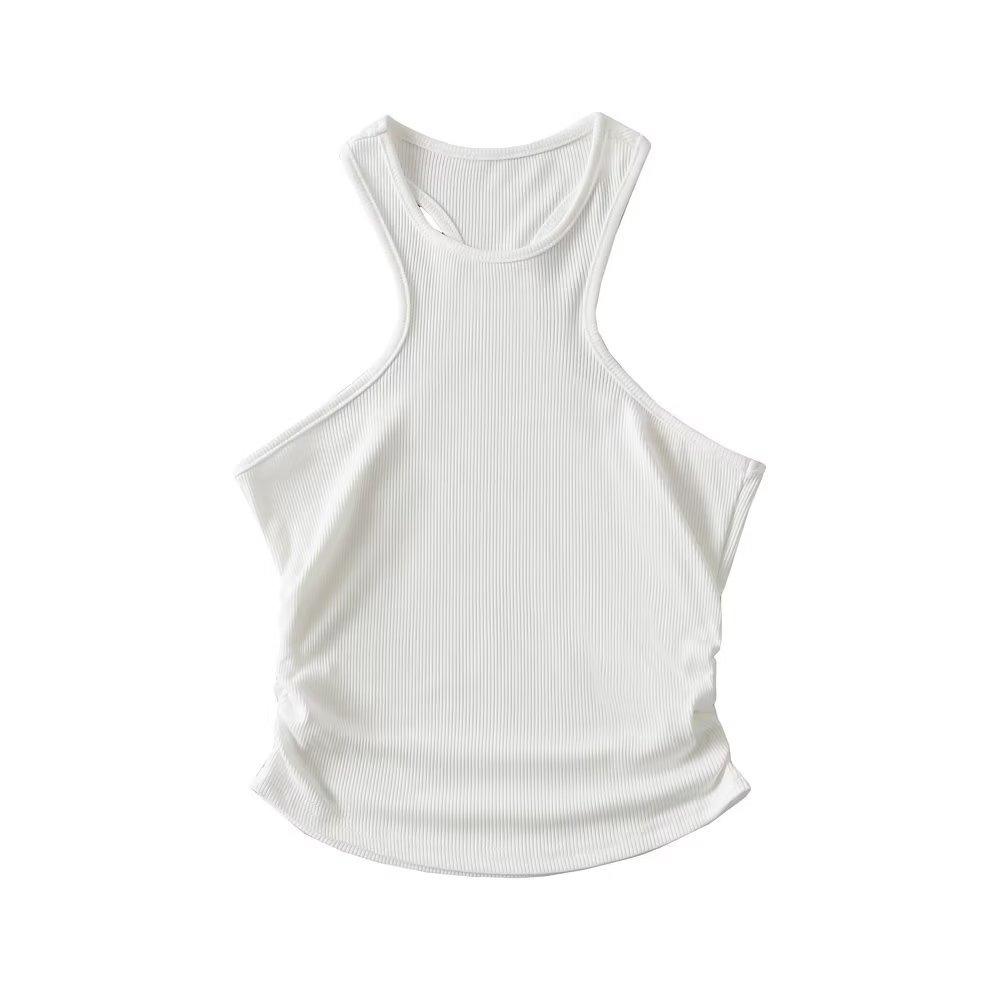 Double Side Pleated Thread Vest Women'S New Narrow Shoulder I-Shaped Tight Fitting Suspender Thread Top