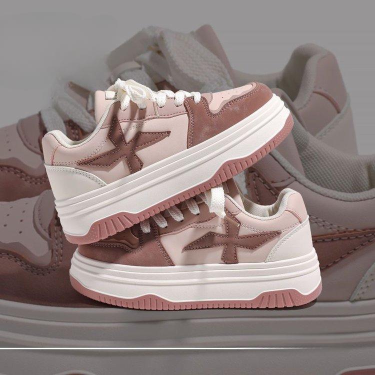 Zapatos de Mujer Otoño e Invierno Suela Gruesa Aumentados Zapatos Blancos Moda Casual Americana Zapatos de Mujer