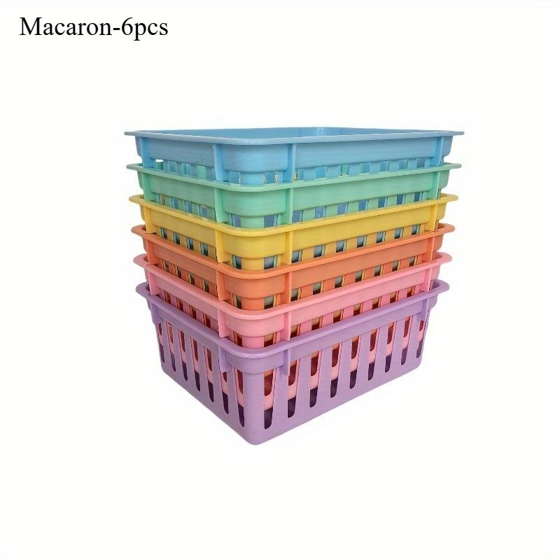 Plastic Macaron Storage Baskets Multi Functional Square Desktop Storage Boxes Classrooms Offices Study Rooms Drawer Organization