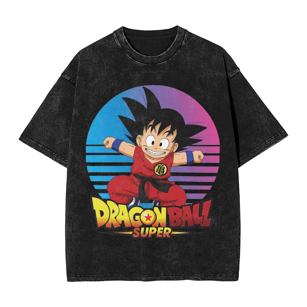 Anime Dragon Ball Printed Tshirt Mens and Womens Washed Tshirt High Quality Vintage Cotton Tshirt Harajuku Tops