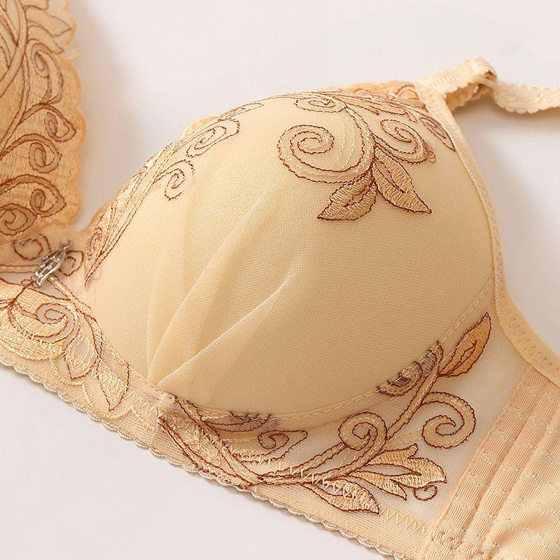 Women's Beautifully Embroidered Floral Bra Push Up Pair Breast Support Comfort Bra Thin Brasieres Sexy