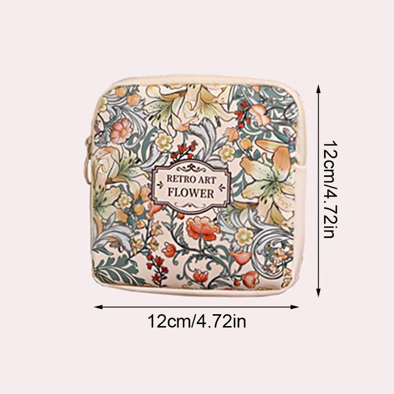 1PC Bag Print Floral Durable Large Capacity Premium Cosmetic Cute Bag Portable Makeup Travel 12*12cm