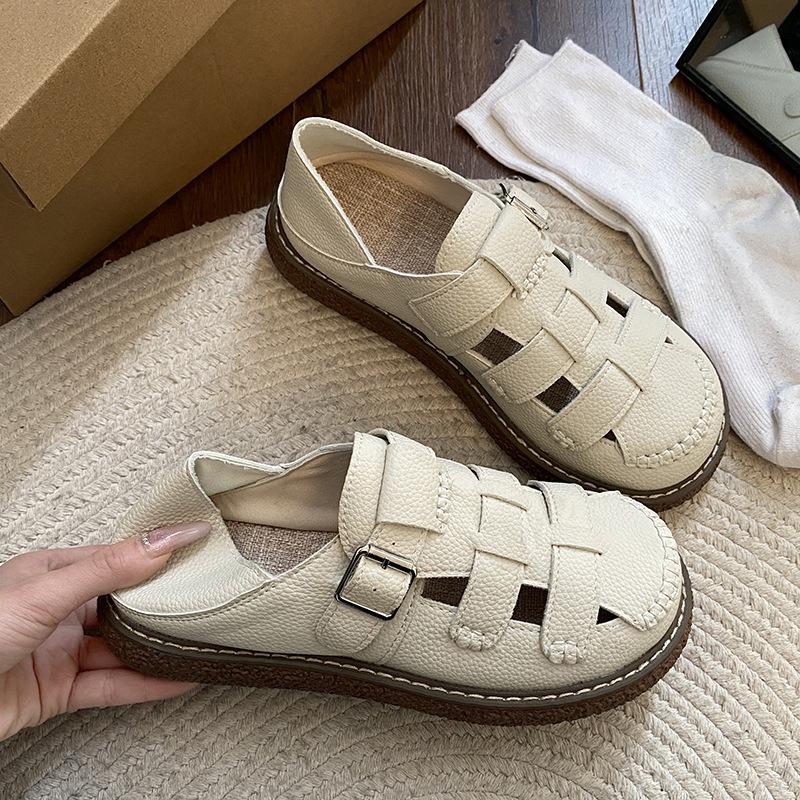 

Простые повседневные римские пляжные сандалии с юбкой-мешком на платформе женские новинка 2025 года весна-лето глубокий вырез одинарные туфли 40 бежевый