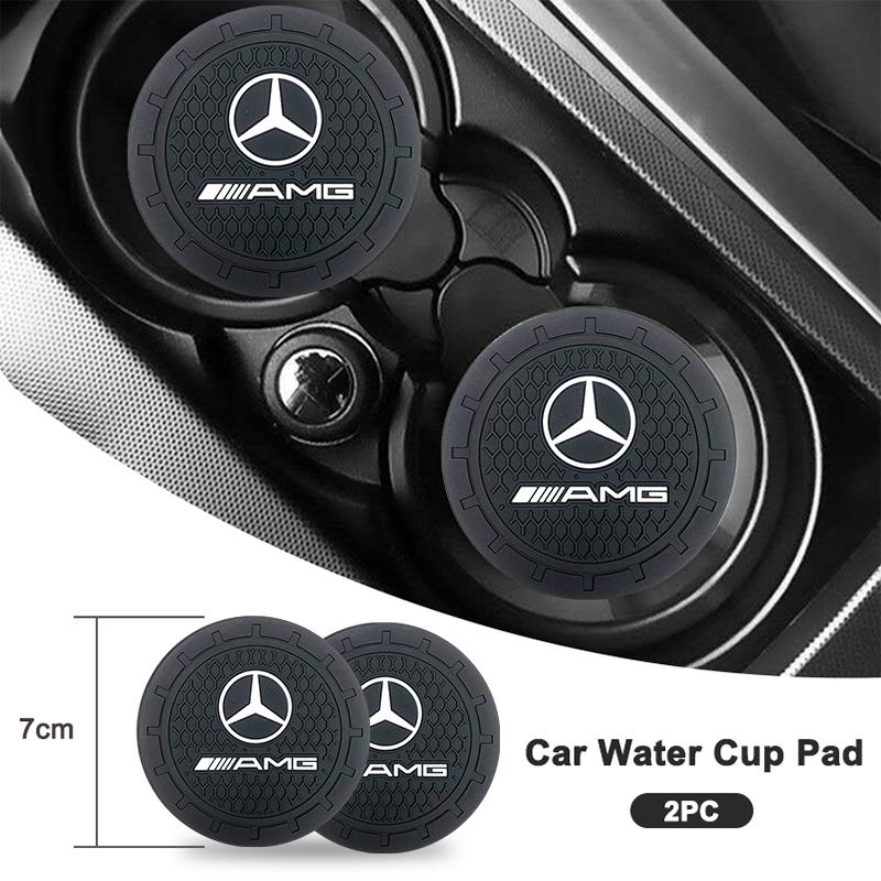 2Pcs Car Coaster PVC Cars Water Cup Mat Anti Slip Pad Accessories For Mercedes Benz AMG W177 W176 X166 X167 C257 C218 X253 C118