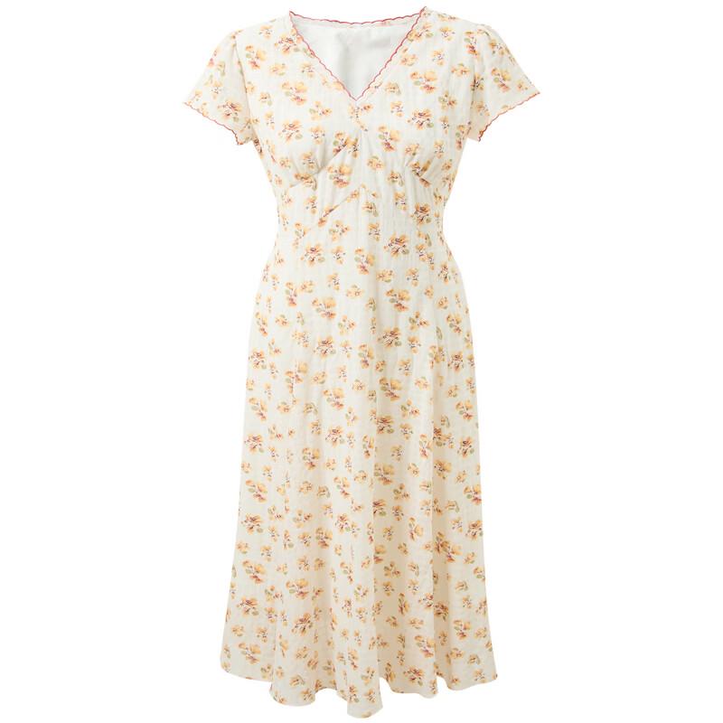 Sancai 2026 Summer Floral V-Neck A-Line Long Dress