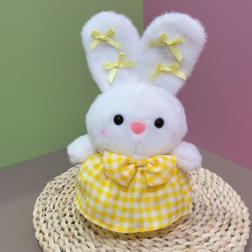 Plaid Skirt Little White Rabbit Plush Toy Exquisite Cute Doll Doll Eight Inch Grab Machine Doll Wedding Gift