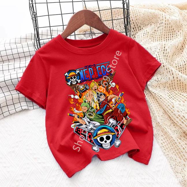 Style One Piece Anime Printed Mens TShirt Roronoa Zoro Boy Childrens Harajuku Short Sleeve Kids Luffy Tshirt Clothing 100