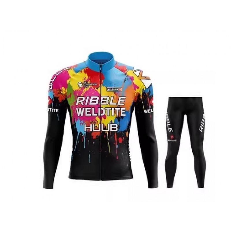 Winter Fleece Cycling Jersey Set Long Sleeve Thermal Bike Wear Men Women