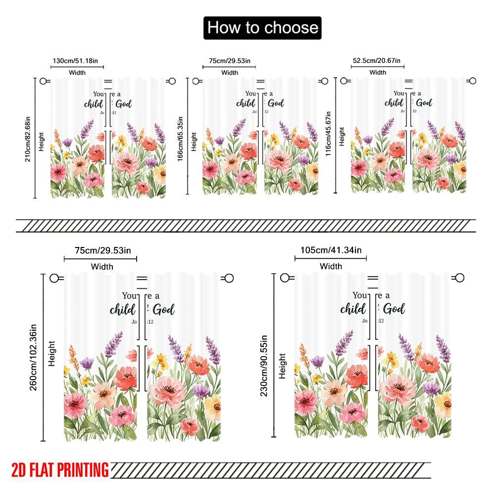 2 Stück 2D Flachdruck Party Vorhänge Floral Kind Gott Stoff Ohne Strom Feiertagsdekorationen Perfekt für Schlafzimmer Büro