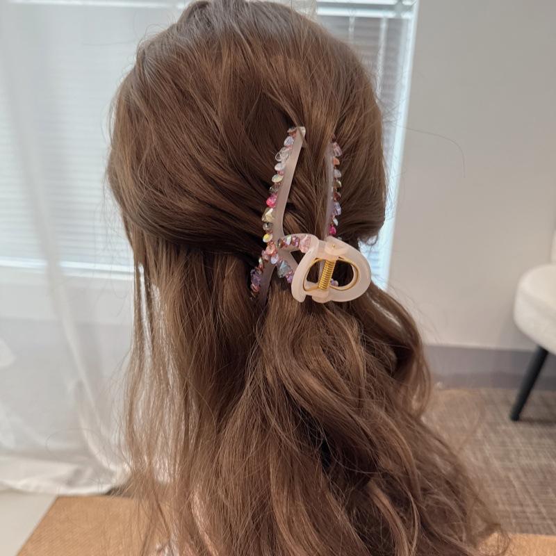 Super Shiny Pink Crystal Butterfly Hairpin for Women, Large Size for Bun Hairstyles, Luxurious and Exquisite Hair Clip