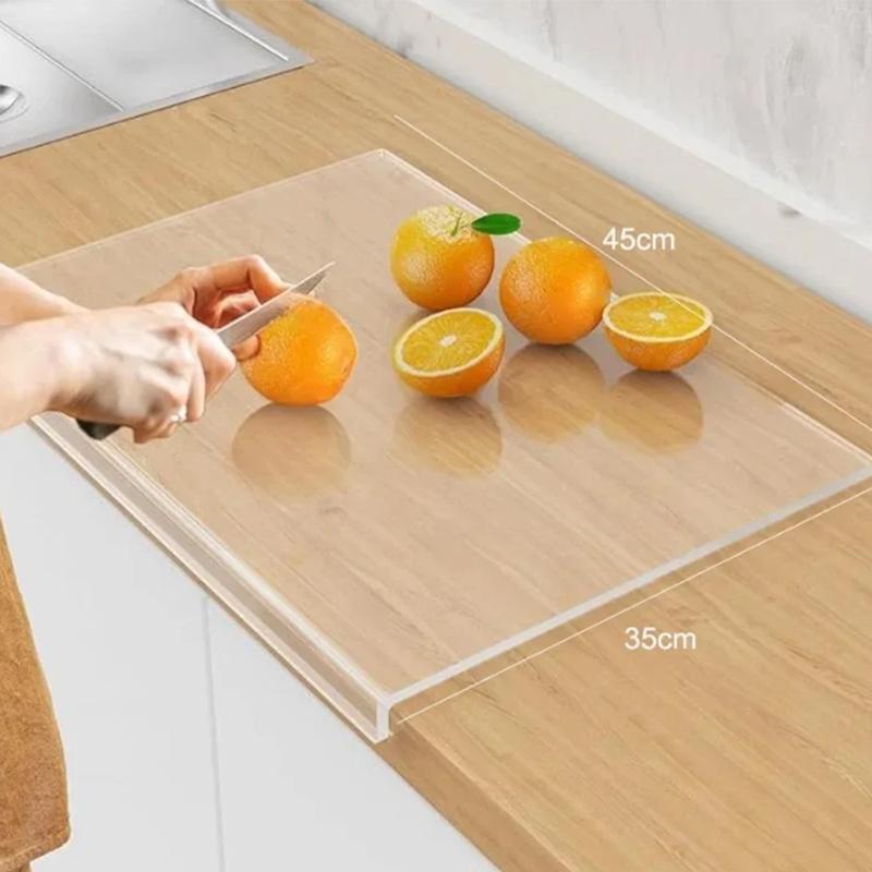 Acrylic Cutting Board With Counter Lip Non-slip Transparent Kitchen Counter Board For Bread Meat &fruit Household Chopping Board