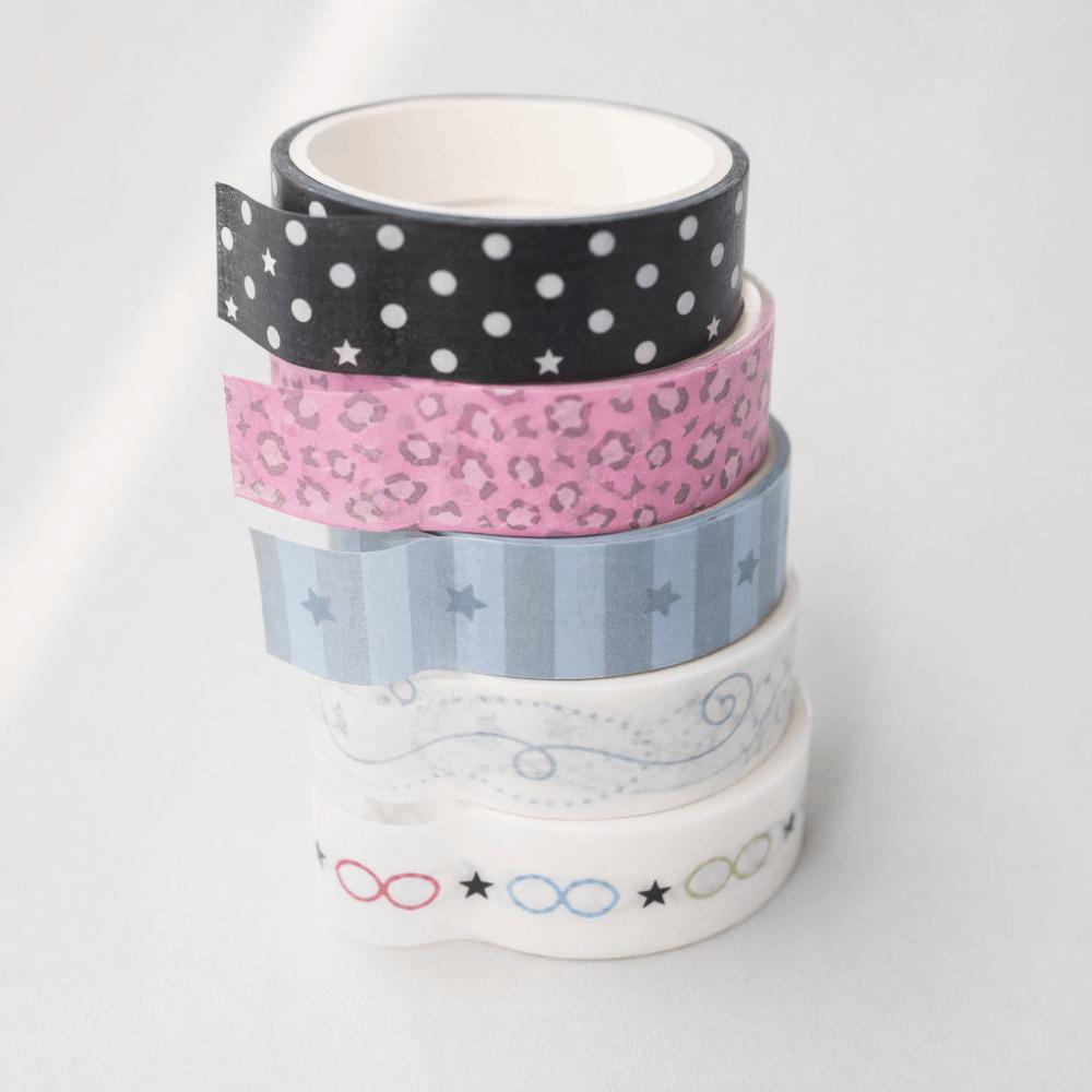 5pcs/set Funny Journal Collage Decorative Tape Roll Leopard Print Craft Tape Gift Wrapping