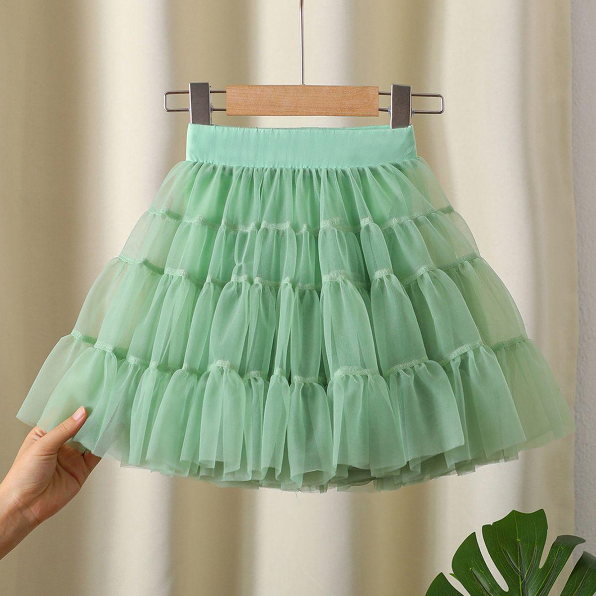 

Юбка миди для девочки Стильная юбка принцессы из сетки Универсальная и пышная внутренняя юбка 150 зелёный