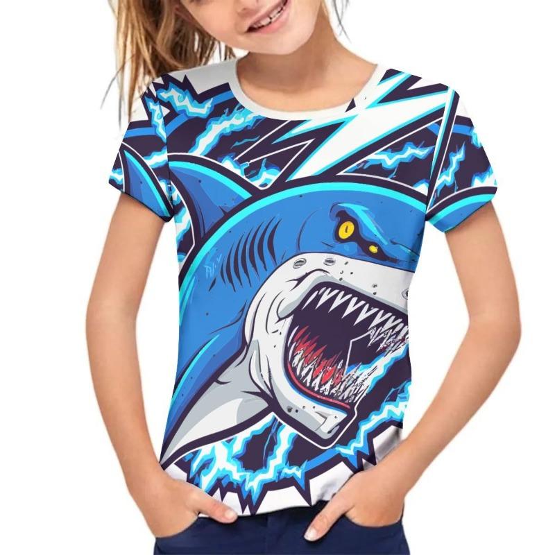 kids t shirt Summer Children's Cute Animal Print Style Simple Casual Round Neck Pullover Short Sleeved T-shirt