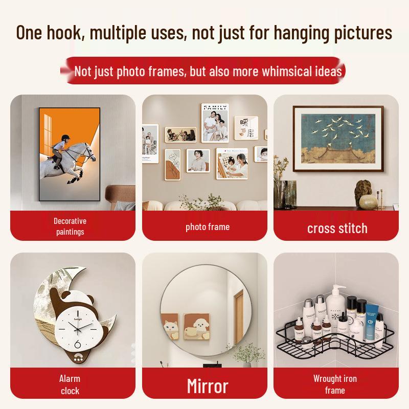 Stainless Steel Adhesive Hooks for Frameless Wall Art