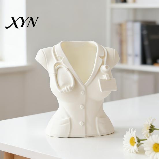 Medical Staff Gift Nurse Uniform Pen Holder, 3D Printed Theme Desk Organizer for Doctor Holder Pens Makeup Brushes Small Stationery, Decorative Female