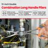 Long Reach Needle Nose Pliers 13 Inch Chrome Vanadium Steel Double Joint Long Nose Pliers with Ergonomic Handle for Tight Space